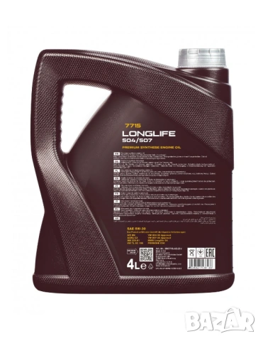 Моторно масло MANNOL LONGLIFE 504/507 5W-30 4L., снимка 2 - Аксесоари и консумативи - 53792708