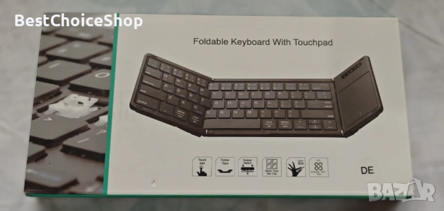 Сгъваема кожена Bluetooth клавиатура с тъчпад