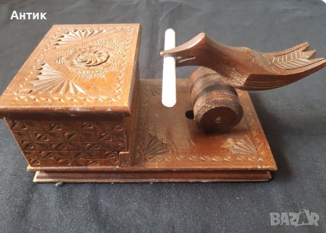 Стара Дървена Кутия за Цигари Дърворезба и Птица, снимка 8 - Антикварни и старинни предмети - 46457188