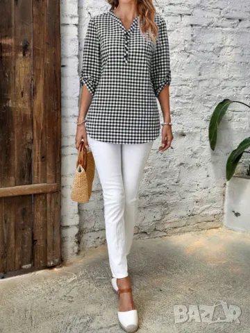 Блуза с кариран принт , снимка 4 - Ризи - 50201030