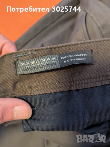 Мъжки панталони ZARA Man, размер 31, Тъмнозелени, снимка 2 - Панталони - 50494545