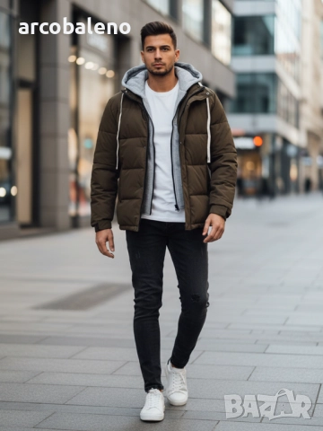 Мъжко зимно ватирано яке с качулка, 4цвята , снимка 9 - Якета - 52478204