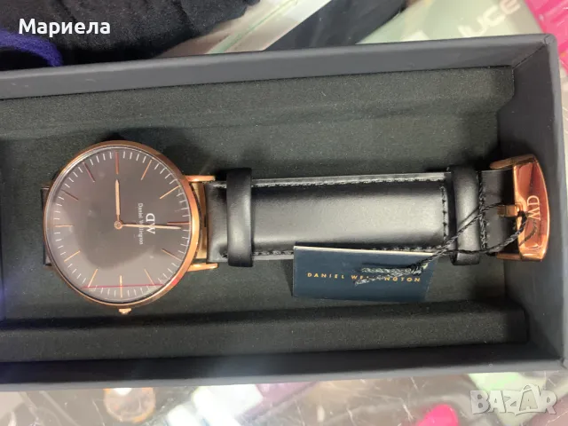 Класически часовник Daniel Wellington Sheffield, италианска черна кожена каишка, снимка 8 - Дамски - 47060886