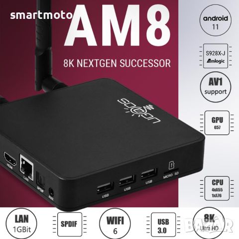 Тв бокс UGOOS AM8 Андроид 11 Amlogic S928X-J 4GB 32GB WiFi6E BT5.3 , снимка 4 - Плейъри, домашно кино, прожектори - 45804315