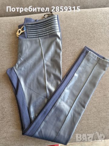 Lucy Fashion - спортно-елегантен панталон, размер S (от еко кожа и плат), снимка 1 - Панталони - 45366504