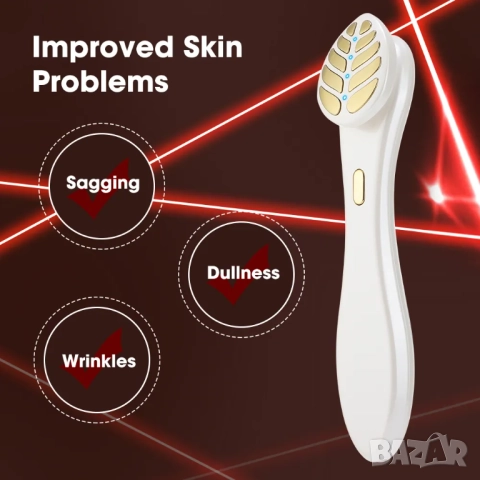 Уред за лице и шия с EMS , микроток, вибрация, червена и синя светлина, снимка 6 - Козметични уреди - 52035143