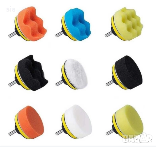 Гъби за полиране, комплект, 11бр, гъби + адаптер, снимка 2 - Аксесоари и консумативи - 34377908