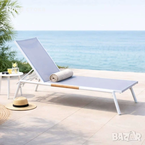 Градински шезлонг с 5 позиции – Бял или Черен, 200 см