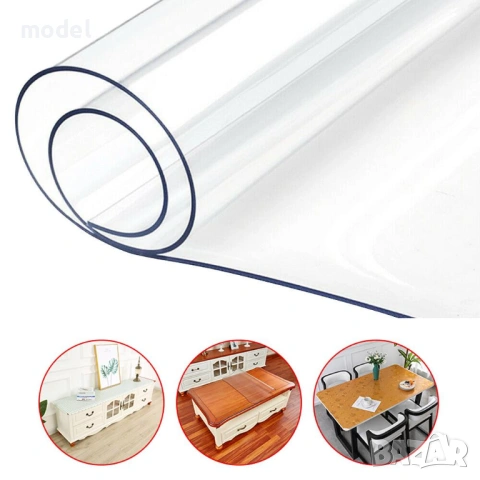 Силиконов Протектор за Маса на Едро Модел 73 – Прозрачен, 80 см Ширина (Ролка 10 метра), PVC, Водоус