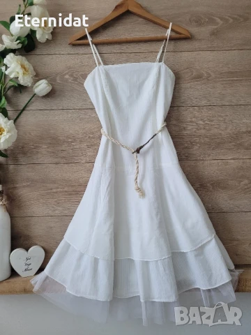 Бяла лятна рокля ICHI памучна материя 