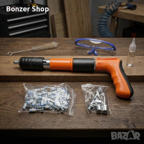 Професионален пистолет за забиване на пирони + 50 броя пирона, снимка 3 - Други инструменти - 54169486