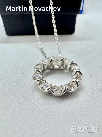 Сребърно колие с мойсанит (Диамант) 1 карат, снимка 9 - Колиета, медальони, синджири - 53820692