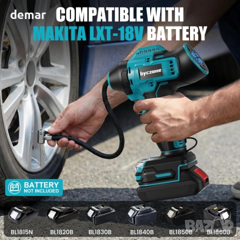 Безжичен въздушен компресор 160 PSI с LCD манометър за Makita 18V, без батерия, снимка 5 - Аксесоари и консумативи - 54118372