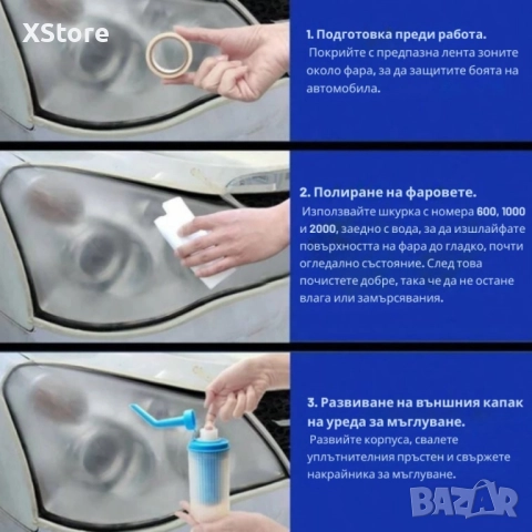 Комплект за нано покритие и възстановяване на фарове, снимка 3 - Аксесоари и консумативи - 52458677