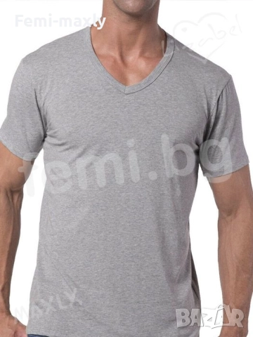 Мъжки памучни тениски с остро деколте в 5 цвят