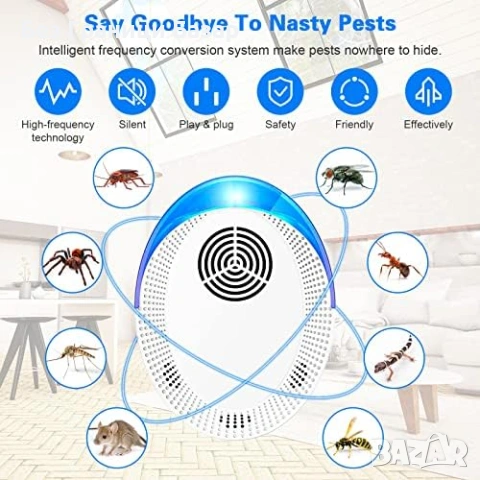 Нов Ултразвуков уред против комари, хлебарки, мишки – 4 броя комплект, снимка 2 - Други стоки за дома - 53151229