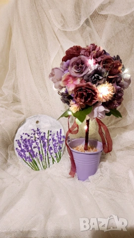 Ръчно изработено декоративно цветно дръвче, снимка 6 - Декорация за дома - 53206848