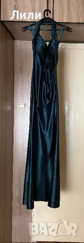 Петролена сатенена рокля, снимка 1