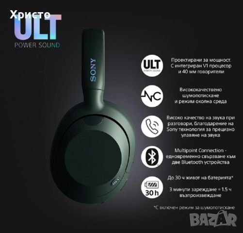 НОВО!!! Безжични слушалки Sony, WH-ULT900N, Bluetooth, снимка 1 - Безжични слушалки - 46211354