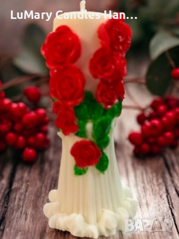 Свещ “ Шепот на рози “, снимка 3 - Декорация за дома - 53225189