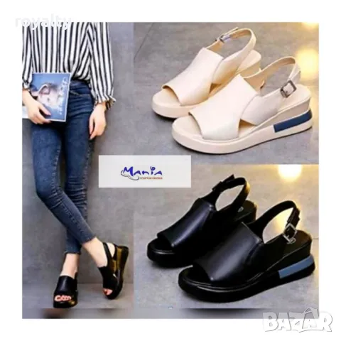 Дамски сандали в бежово и черно