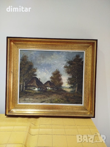 Пейзажна маслена картина върху платно с подпис  , снимка 8 - Картини - 53874457