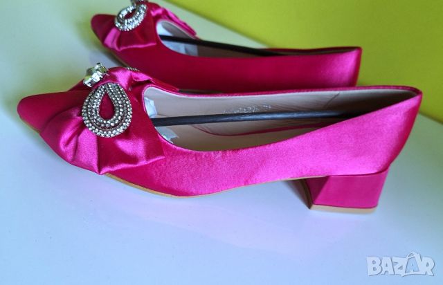 Сатенени обувки цвят фуксия, снимка 7 - Дамски обувки на ток - 45525636
