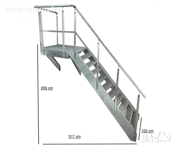 Външни метални стълби | Поцинковани | С или без парапет | Готови за монтаж, снимка 3 - Други - 54145347
