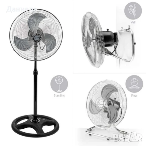 Вентилатор на стойка 18''Muhler FM-8138D 3в1, 70W, индустриален, на стойка, стена, под