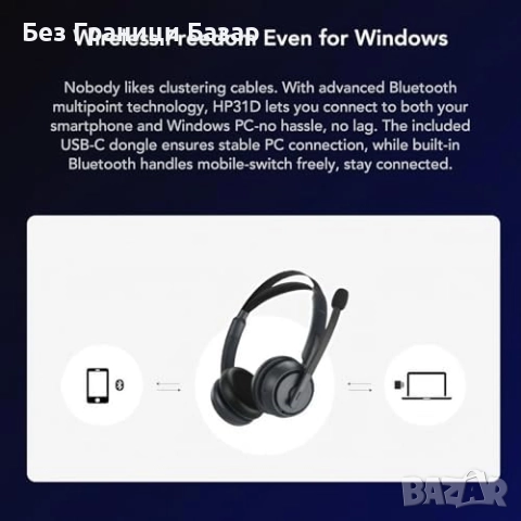 Нови ENC шумопотискащи слушалки с микрофон и зарядна стойка USB за офис, снимка 3 - Други - 52077789