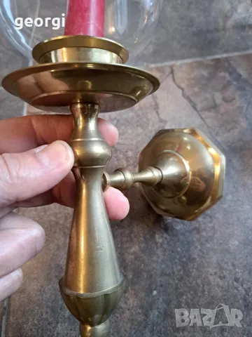 два масивни бронзови свещника за стена 7/2, снимка 8 - Декорация за дома - 49778938