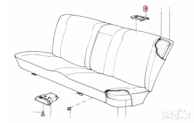 BMW E34 Горна кора за колан задна седалка | 87-95 Серия 5 | 52208107587, снимка 7 - Части - 54061808