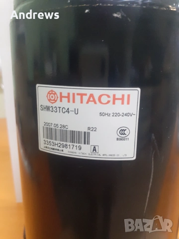 Hitachi-R22 SHW-33TC4-U Ротационен компресор за кл. / 18BTU,240VAC/50Hz,1PH,Nippon 18B4 / 9186338029, снимка 2 - Климатици - 52612293