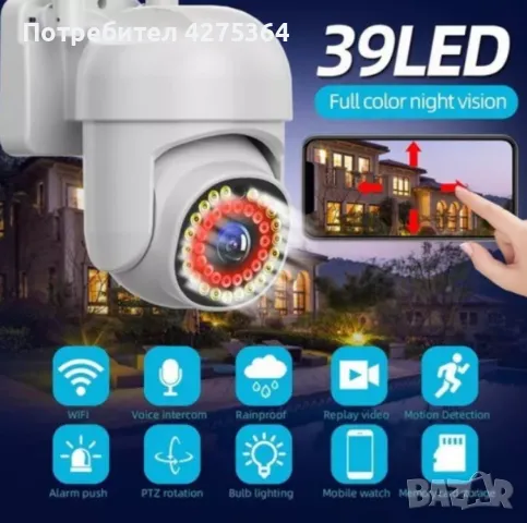 Icseee - Smart Wi-Fi камера с нощно виждане, 360° контрол, IP66, снимка 1 - Други - 49071483