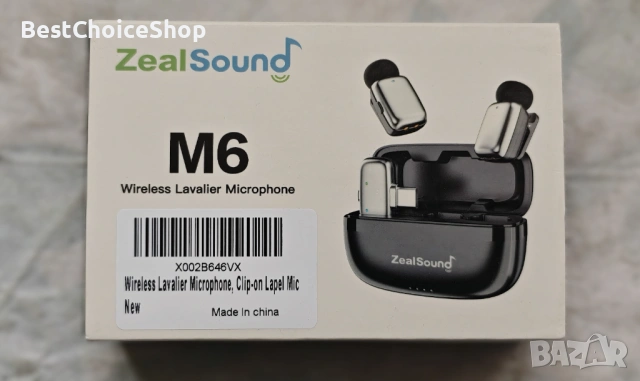 zealsound M6 Мини безжичен лавалер микрофон, лек, с шумопотискане за стрийминг, снимка 2 - Микрофони - 53792278