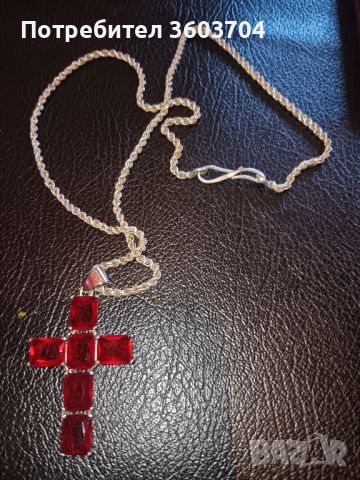 сребърен кръст със синджир, снимка 1 - Колиета, медальони, синджири - 45220796