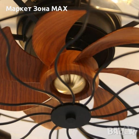 1бр/ Вентилатор за таван с LED осветление, 50 см – индустриален стил, енергоспестяващ DC мотор, снимка 5 - Вентилатори - 52931578