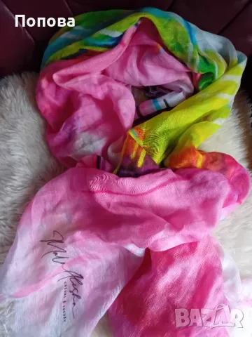 "Mala Alisha" уникален  оригинален голям шал с лен и коприна 