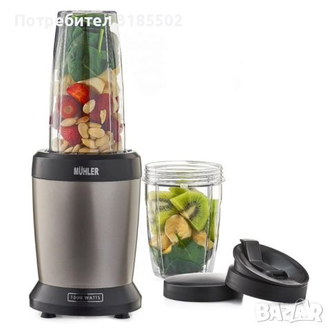 Нутри блендер Muhler, 1200W, 6 ножа, 2 чаши, Old Gold, снимка 3 - Блендери - 51526606