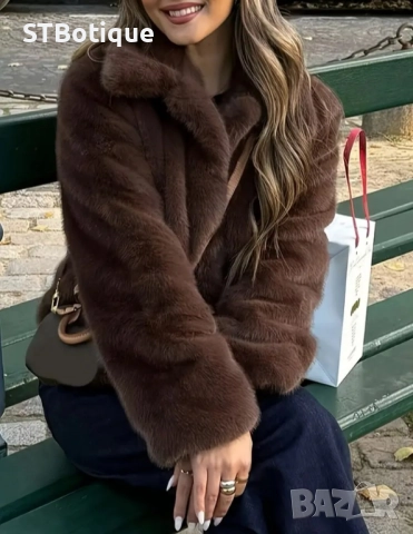 🧥 Дамско елегантно палто от изкуствена кожа – STBoutique 🧥, снимка 5 - Якета - 51940343