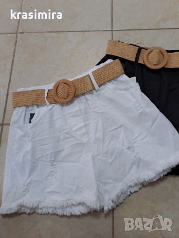 Къси панталонки в бяло и черно , снимка 3 - Къси панталони и бермуди - 46448486