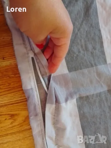 Голяма квадратна калъфка на каре в сиво и бяло с цип, снимка 4 - Спално бельо - 50335279