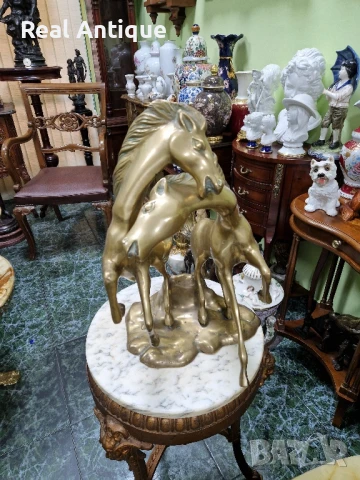 Уникална голяма антикварна английска бронзова фигура статуетка композиция , снимка 10 - Статуетки - 50979021