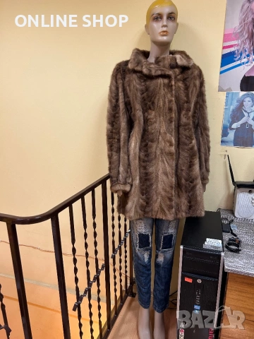 Дамско кожено палто от норка визон, снимка 3 - Якета - 53065948