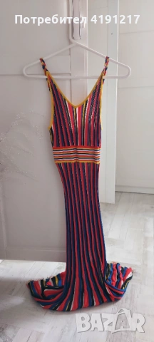 PINKO Дълга рокля на райе – многоцветна, снимка 6 - Рокли - 53604706