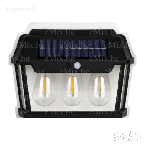 СОЛАРНА ЛАМПА ЗА СТЕНА С 3LED КРУШКИ И СЕНЗОР ЗА ДВИЖЕНИЕ, снимка 1