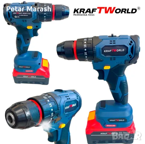 Комплект Акумулаторни Безчеткови Машини 4в1 от Kraftworld Ъглошлайф,Гайковерт,Винтоверт и Перфоратор, снимка 5 - Други инструменти - 50409148