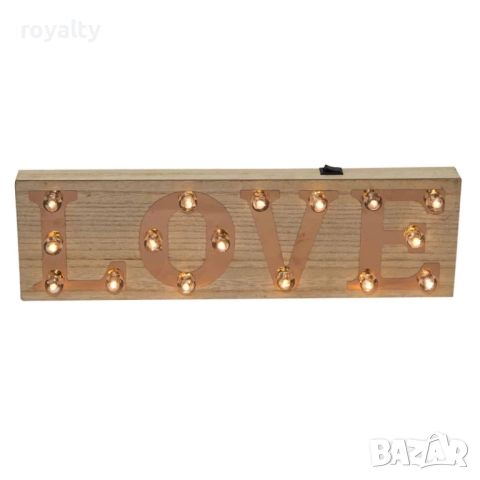 Светеща декорация LOVE, 40*3*12см  Светеща дървена декорация LOVE – 40 × 3 × 12 см, снимка 2 - Декорация за дома - 52181512