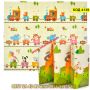 Сгъваема детска подложка за игра, топлоизолираща 180x200x1cm - Жираф и влак с животни - КОД 4139, снимка 2