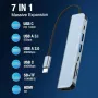 USB C хъб 7 в 1, USB C многопортов адаптер, 4K HDMI, 100W PD, SD/TF четец на карти, USB 3.0/C порт , снимка 2